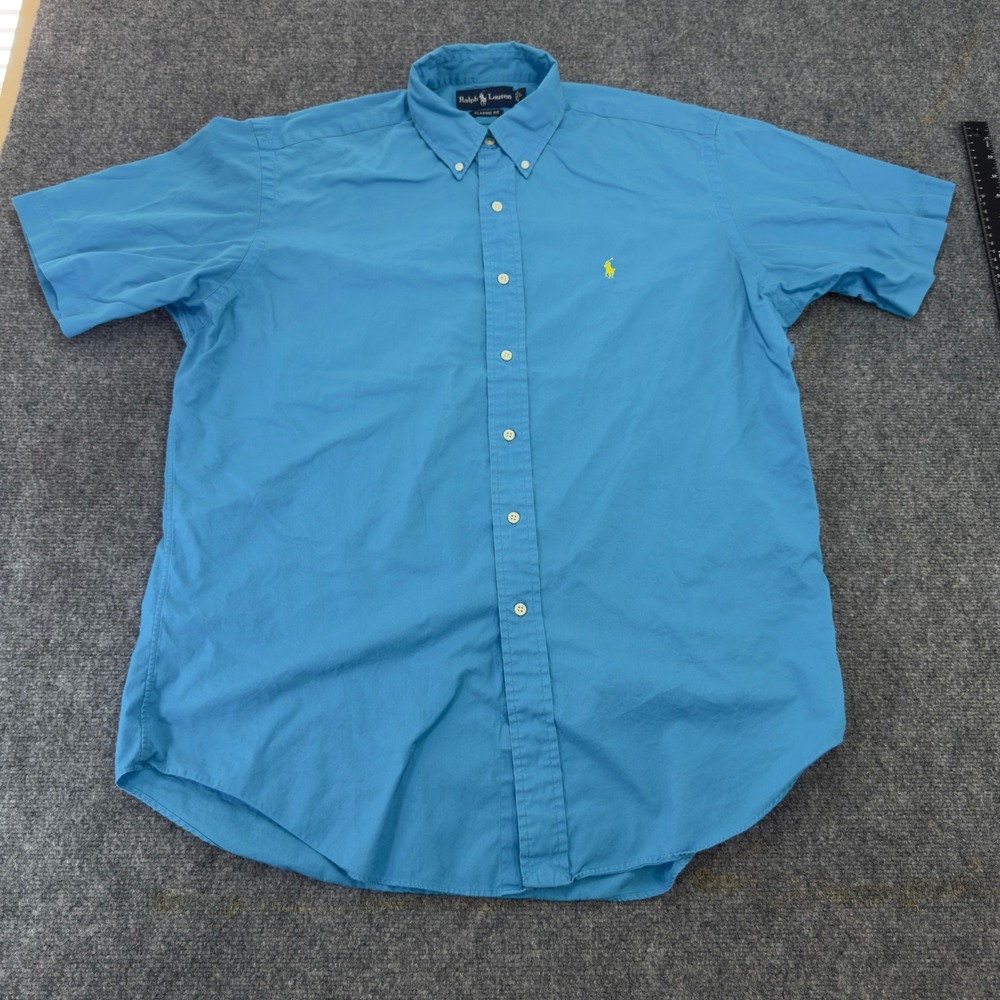 Ralph Lauren Classic Fit Short Sleeve Button Down Shirt Blue Size L